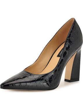 Black Croco Patent Pump - Stylish High Heels for Women, Size 9, Chic Design